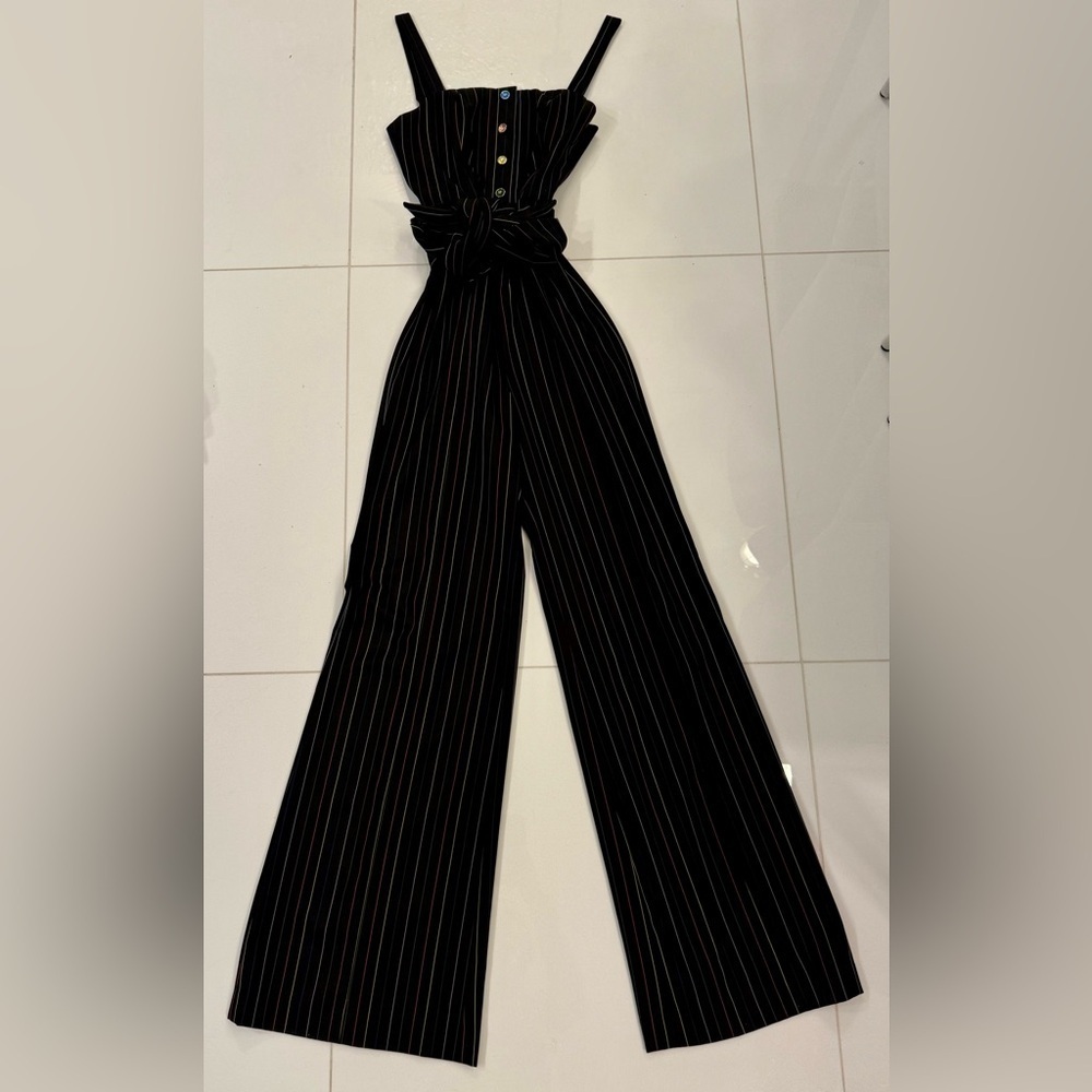 STAUD Tao Jumpsuit Rainbow Stripe Wide Leg. Size 2